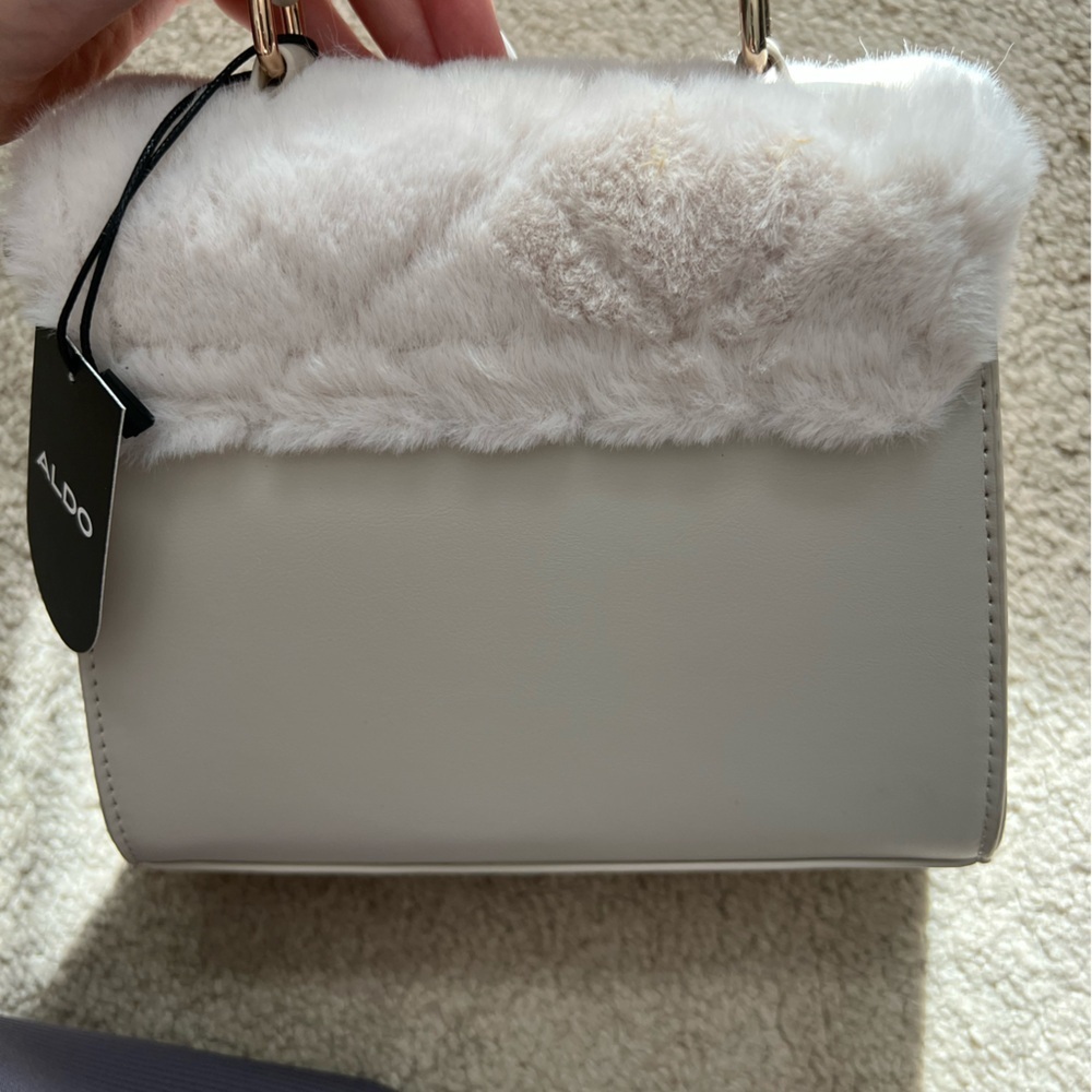 NWT ALDO White Faux Fur Women's Bag - Picture 3 of 7